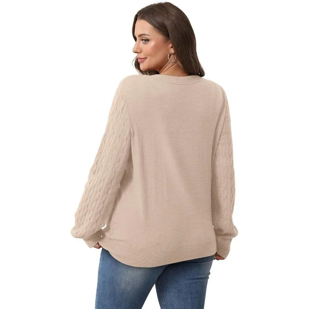Women's Cable Knit Sweater V Neck Lightweight Fall Casual Business Wear